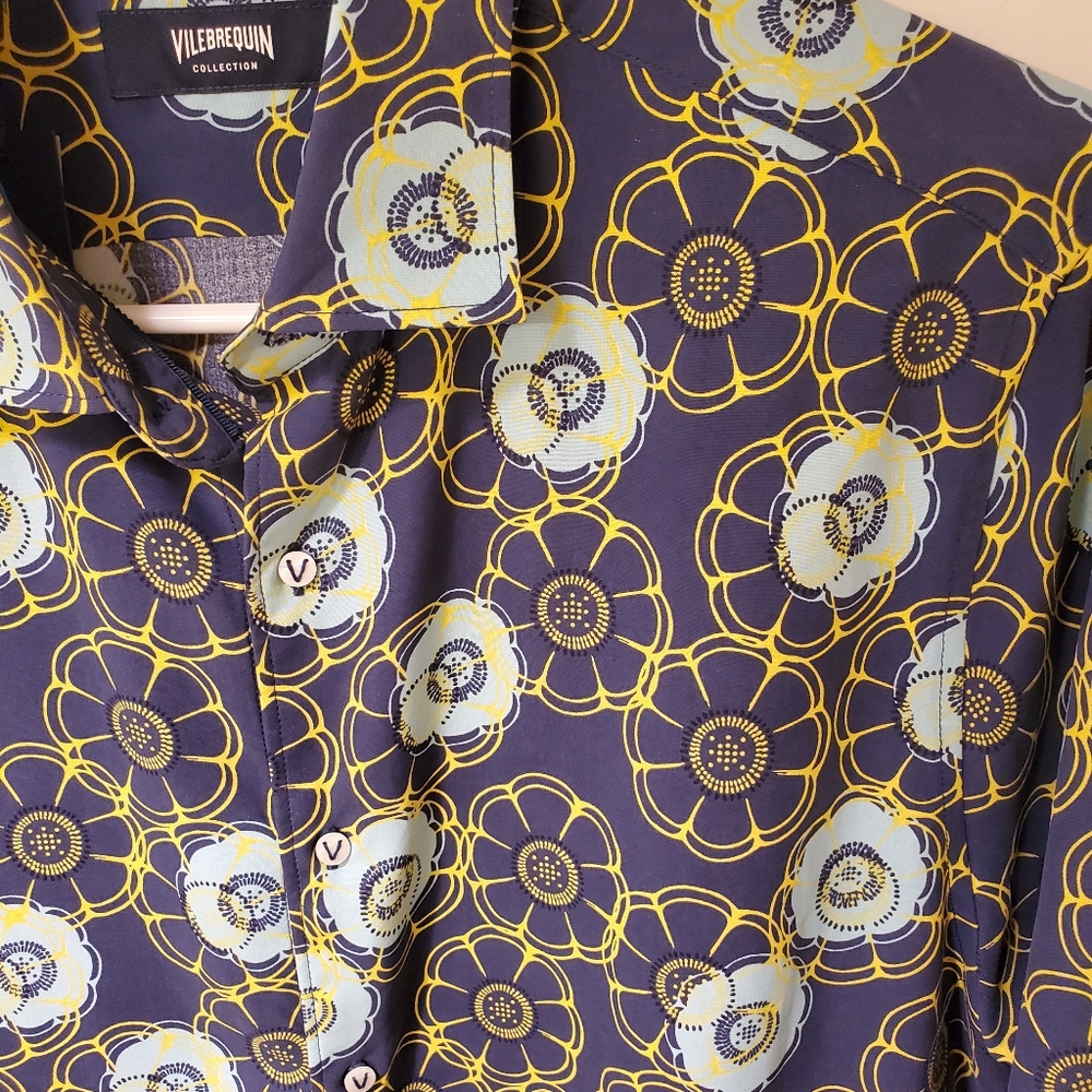 Vilebrequin blue floral shirt medium